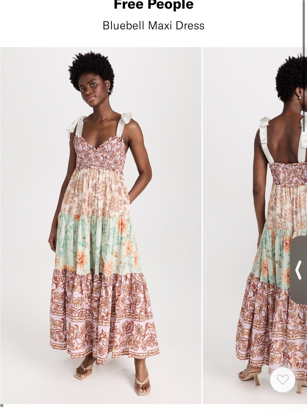 Free People Cream, Orange & Aqua Floral Maxi Dress - Picture 3 of 3